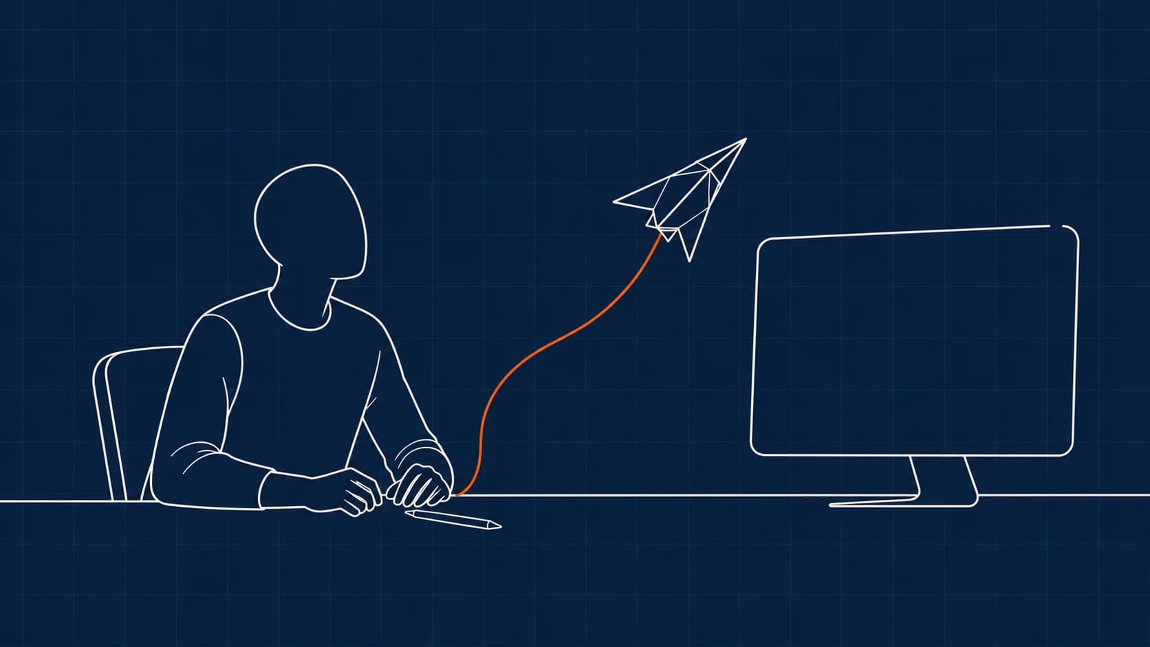 The paper folds into a paper plane and flies toward the screen